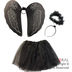 SET ALAS POLLERA Y AURA NEGRA x 1